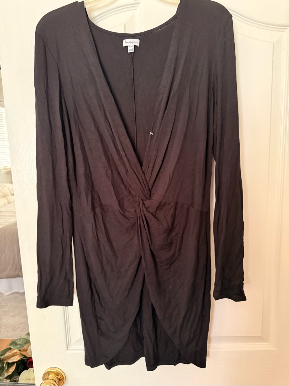 love, Fire Black Long Sleeve Twist-Front Tunic